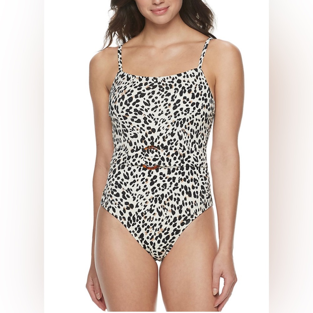 Apt. 9 Women’s belted animal print one-piece swimsuit size L